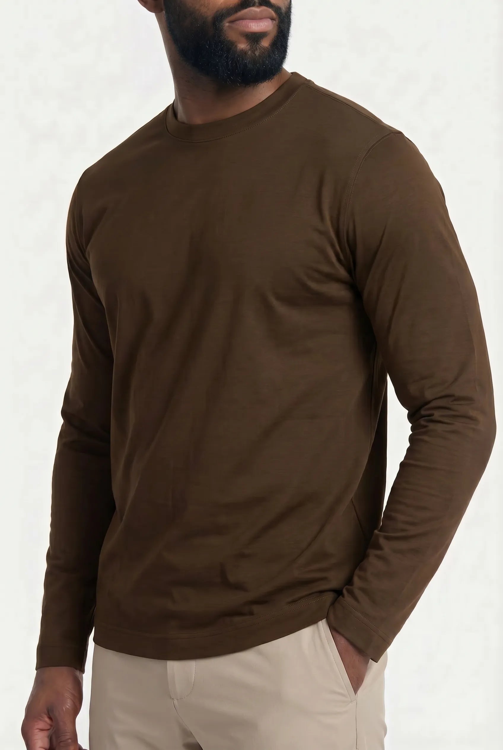 COMOCLO Shirt ML Luxe Cognac — Vêtement homme luxe Cognac | comoclo.com