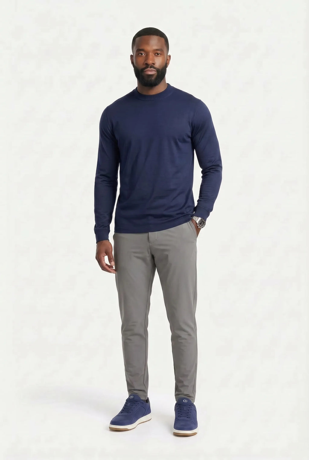 COMOCLO Shirt ML Luxe Bleu Marine — Vêtement homme luxe Bleu | comoclo.com
