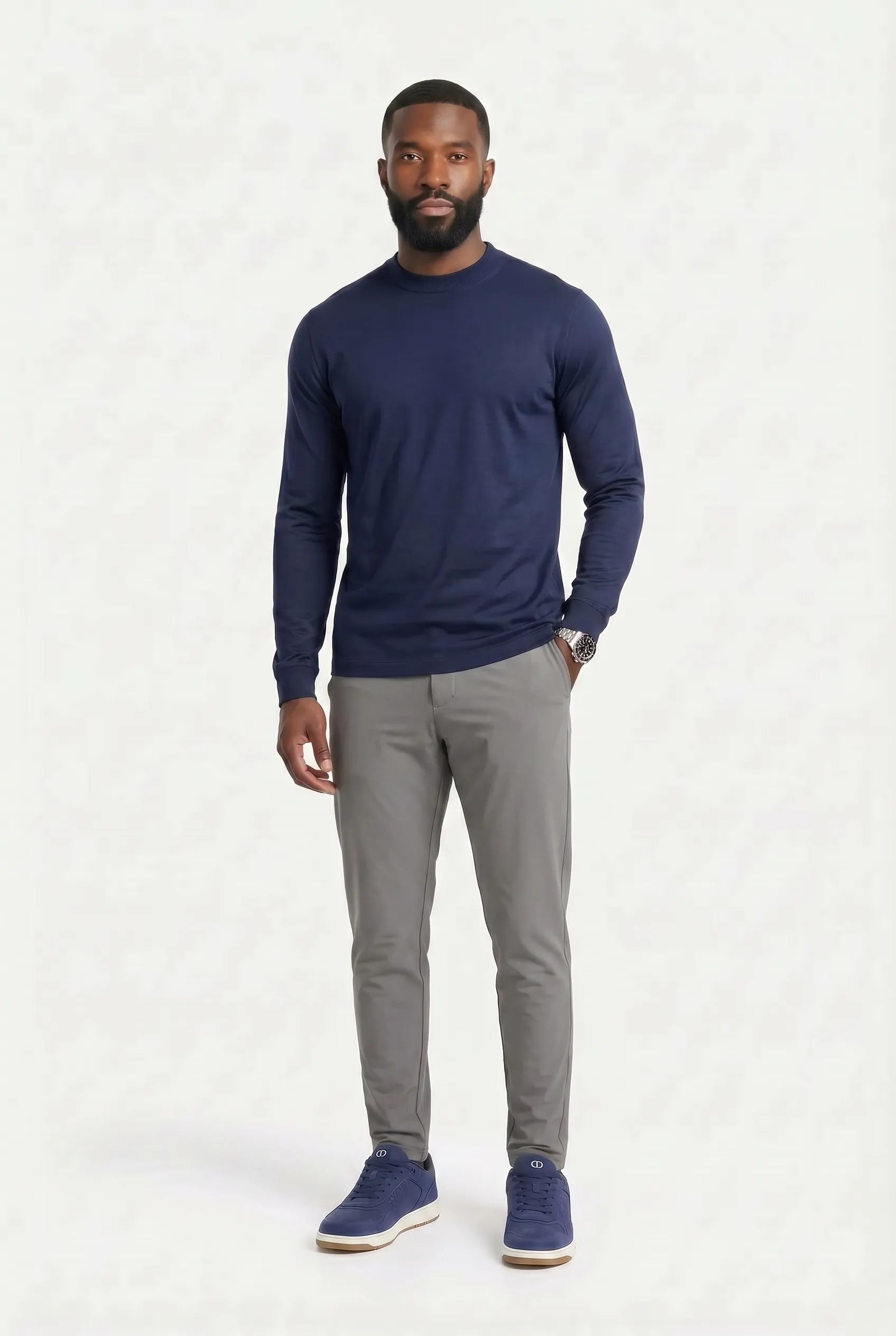 COMOCLO Shirt ML Luxe Bleu Marine — Vêtement homme luxe Bleu | comoclo.com