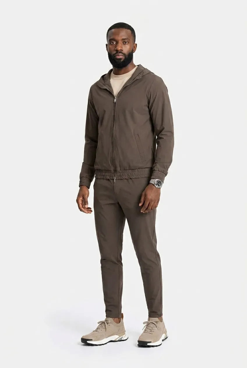 COMOCLO COMOCLO Ensemble Signature Homme Cognac Capuche — Vêtement homme luxe Cognac | comoclo.com