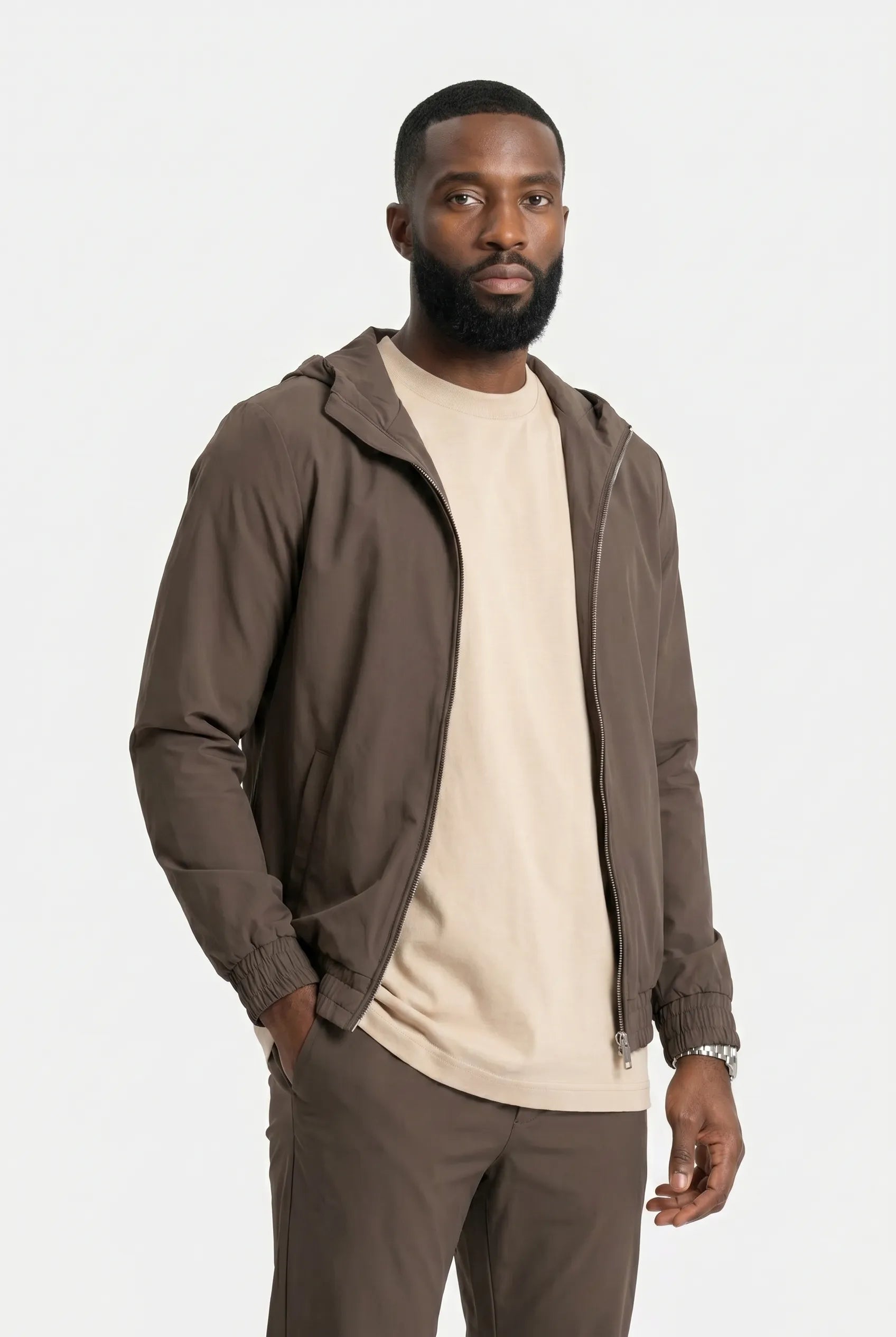 COMOCLO COMOCLO Ensemble Signature Homme Cognac Capuche — Vêtement homme luxe Cognac | comoclo.com