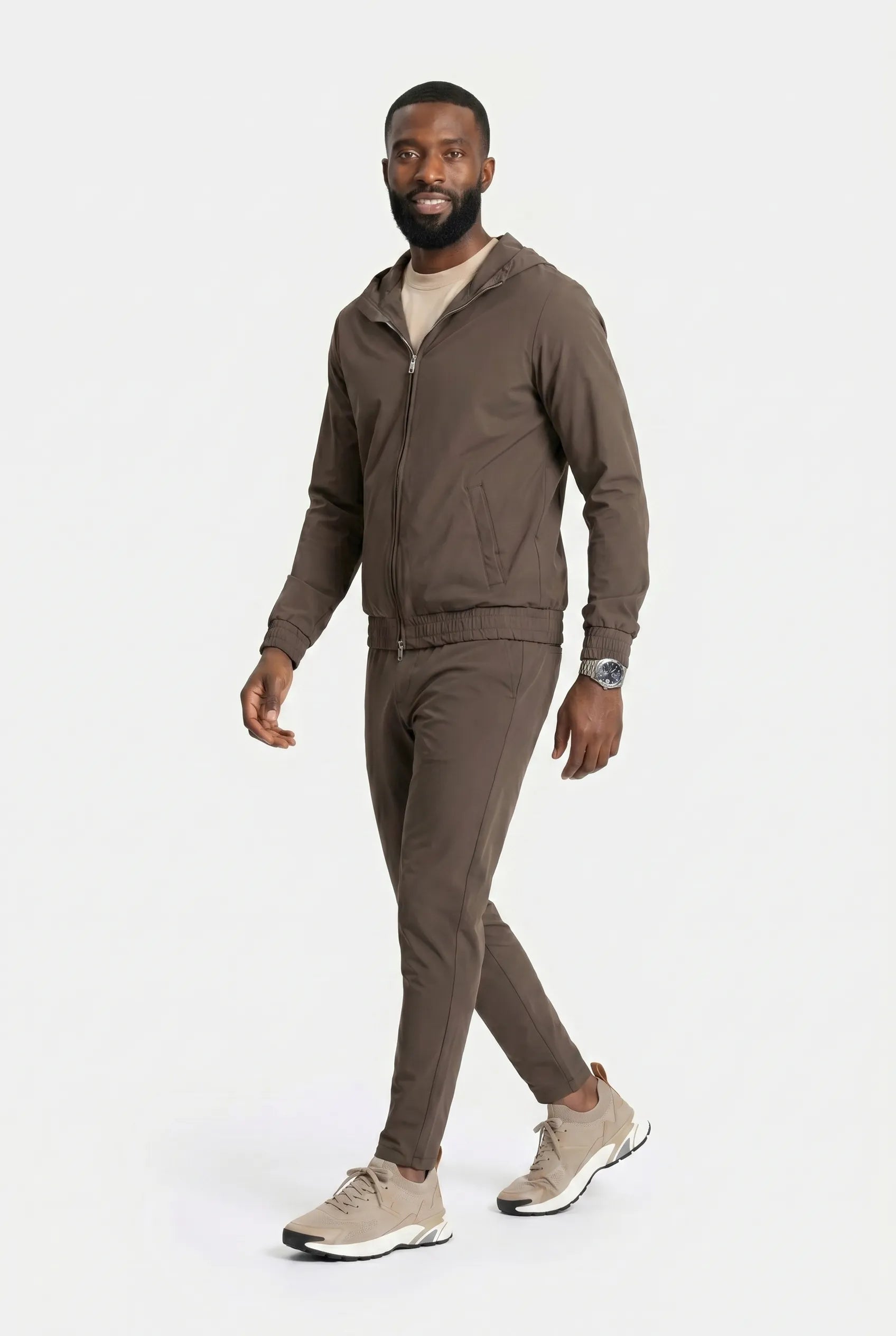 COMOCLO COMOCLO Ensemble Signature Homme Cognac Capuche — Vêtement homme luxe Cognac | comoclo.com